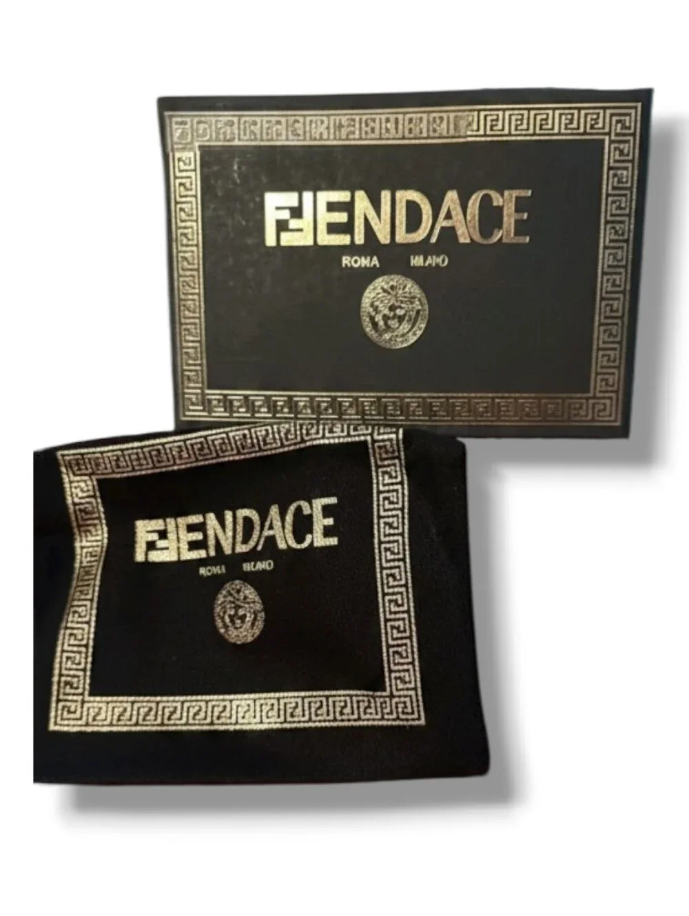 FENDACE Fendi x Versace LANYARD Cardholder Black Leather Card Holder New In Box